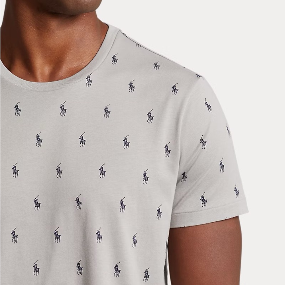 Polo by Ralph Lauren Gray Logo-Print Crew Neck T-Shirt Size L